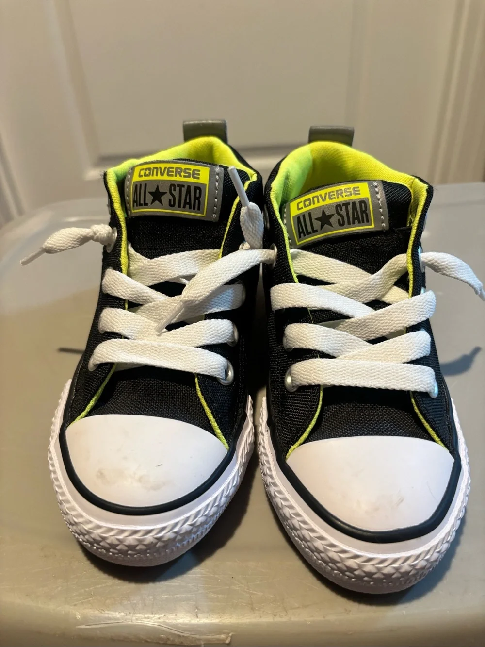 Converse Kids Black with Neon Yellow Accent Low-Top Sneakers